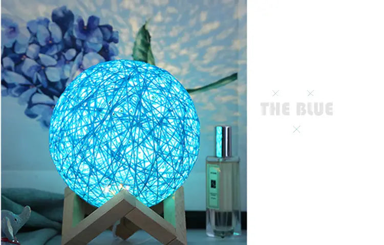 Romantic Starry Table Lamp with Rattan Ball Design