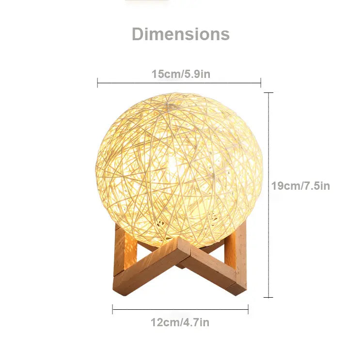 Romantic Starry Table Lamp with Rattan Ball Design